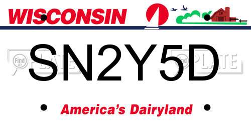 SN2Y5D Wisconsin License Plate