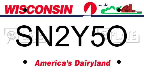 SN2Y5O Wisconsin License Plate