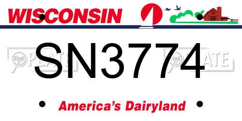 SN3774 Wisconsin License Plate