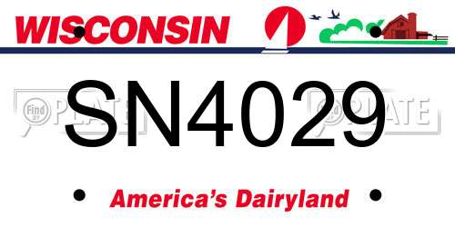 SN4029 Wisconsin License Plate