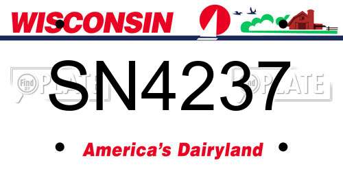 SN4237 Wisconsin License Plate