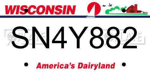 SN4Y882 Wisconsin License Plate
