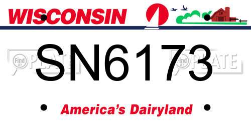 SN6173 Wisconsin License Plate