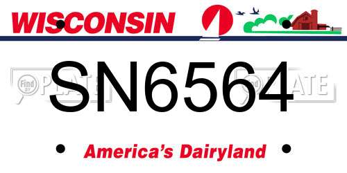 SN6564 Wisconsin License Plate