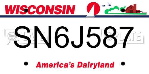 SN6J587 Wisconsin License Plate