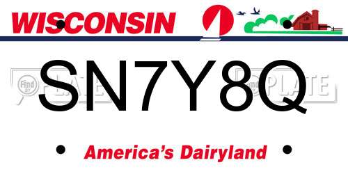 SN7Y8Q Wisconsin License Plate