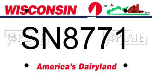 SN8771 Wisconsin License Plate