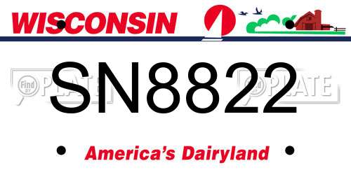 SN8822 Wisconsin License Plate