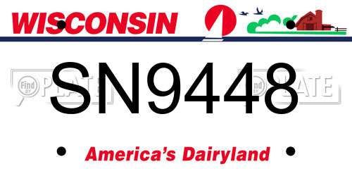 SN9448 Wisconsin License Plate