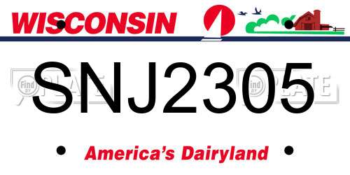 SNJ2305 Wisconsin License Plate