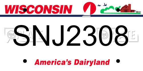 SNJ2308 Wisconsin License Plate