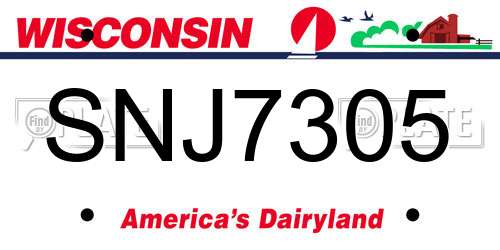 SNJ7305 Wisconsin License Plate