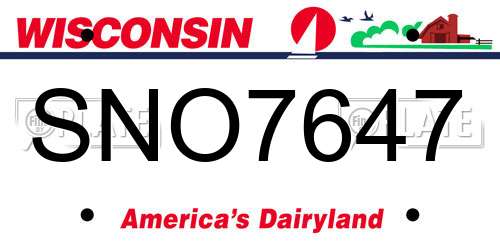 SNO7647 Wisconsin License Plate
