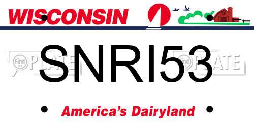 SNRI53 Wisconsin License Plate