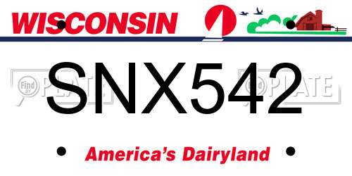 SNX542 Wisconsin License Plate