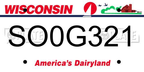 SO0G321 Wisconsin License Plate
