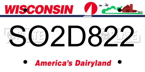 SO2D822 Wisconsin License Plate