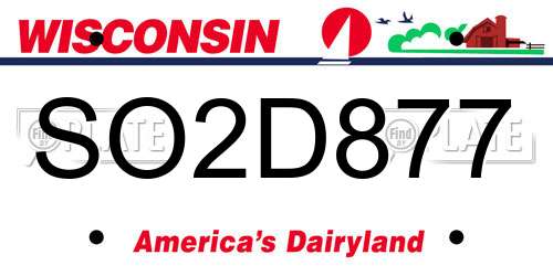 SO2D877 Wisconsin License Plate