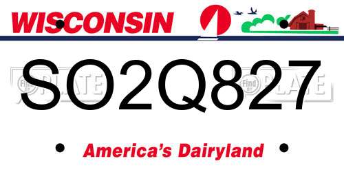 SO2Q827 Wisconsin License Plate