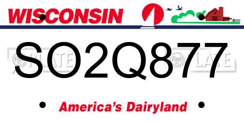 SO2Q877 Wisconsin License Plate