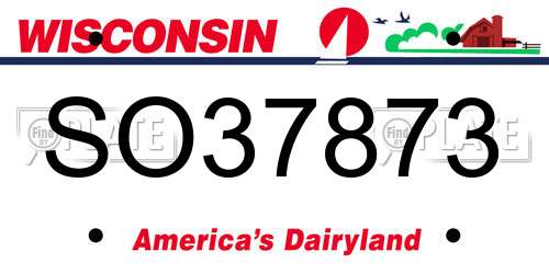 SO37873 Wisconsin License Plate