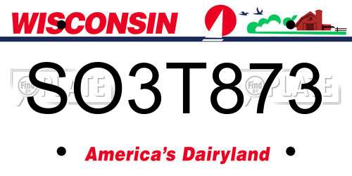 SO3T873 Wisconsin License Plate