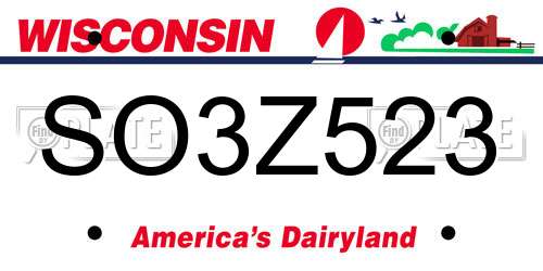 SO3Z523 Wisconsin License Plate