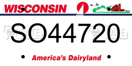 SO44720 Wisconsin License Plate