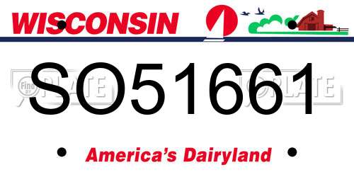 SO51661 Wisconsin License Plate