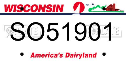SO51901 Wisconsin License Plate