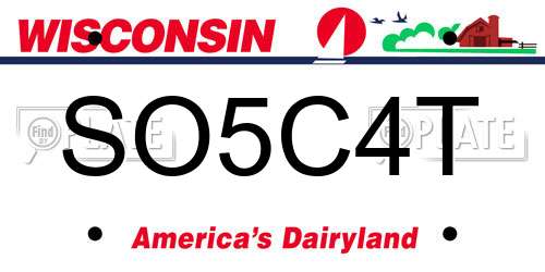 SO5C4T Wisconsin License Plate