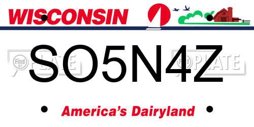 SO5N4Z Wisconsin License Plate