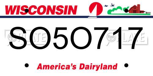 SO5O717 Wisconsin License Plate