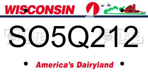 SO5Q212 Wisconsin License Plate