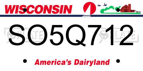 SO5Q712 Wisconsin License Plate