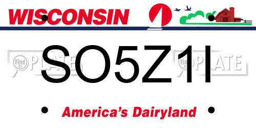 SO5Z1I Wisconsin License Plate