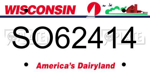 SO62414 Wisconsin License Plate
