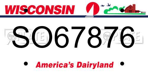 SO67876 Wisconsin License Plate