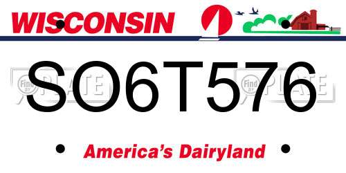 SO6T576 Wisconsin License Plate