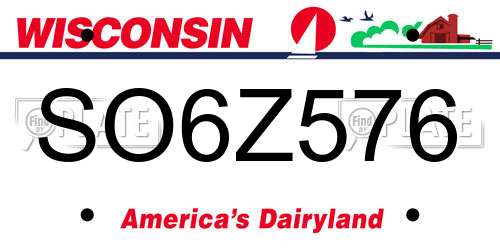 SO6Z576 Wisconsin License Plate