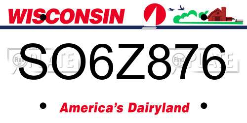 SO6Z876 Wisconsin License Plate