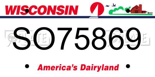 SO75869 Wisconsin License Plate