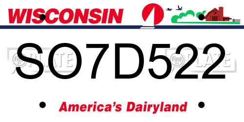 SO7D522 Wisconsin License Plate