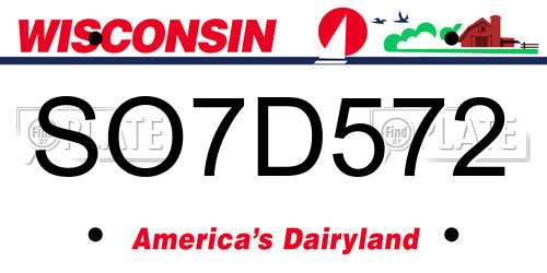 SO7D572 Wisconsin License Plate