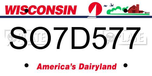 SO7D577 Wisconsin License Plate