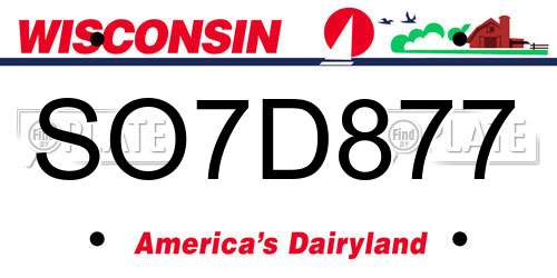 SO7D877 Wisconsin License Plate