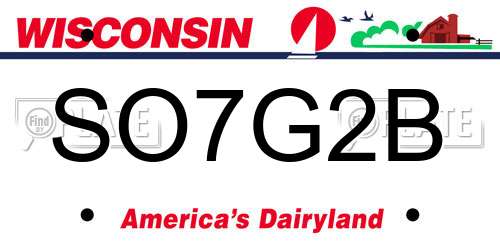 SO7G2B Wisconsin License Plate