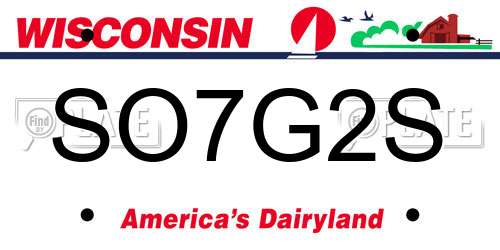 SO7G2S Wisconsin License Plate