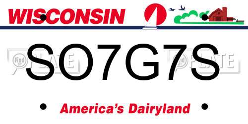 SO7G7S Wisconsin License Plate