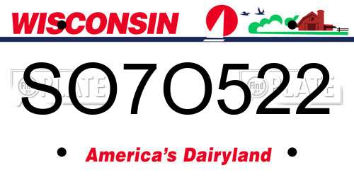 SO7O522 Wisconsin License Plate